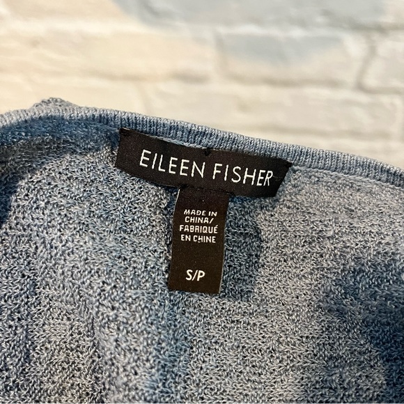Eileen Fisher Women's 3/4 Sleeves Pullover Top Organic Linen Blue Size Small - Picture 4 of 5